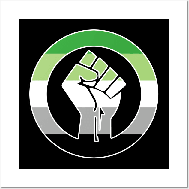 Black Lives Matter Fist Circled LGBTQ Flag Aromantic Wall Art by aaallsmiles